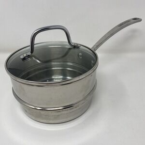 Circulon Stainless Steel Steamer Strainer Insert 7.5" w/ Glass Lid